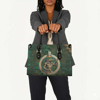 Sobek Crocodile Warrior Leather Bag with Ankh Ancient Egyptian Motif in Emerald
