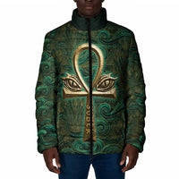 Sobek Crocodile Warrior Padded Jacket with Ankh Ancient Egyptian Motif in Emerald