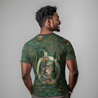 Sobek Crocodile Warrior T shirt with Ankh Ancient Egyptian Motif in Emerald