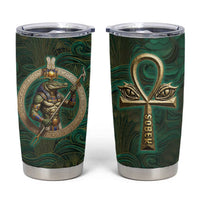 Sobek Crocodile Warrior Tumbler Cup with Ankh Ancient Egyptian Motif in Emerald