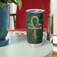 Sobek Crocodile Warrior Tumbler Cup with Ankh Ancient Egyptian Motif in Emerald
