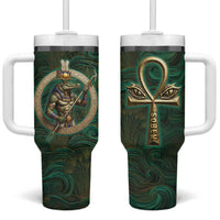 Sobek Crocodile Warrior Tumbler With Handle with Ankh Ancient Egyptian Motif in Emerald