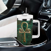 Sobek Crocodile Warrior Tumbler With Handle with Ankh Ancient Egyptian Motif in Emerald