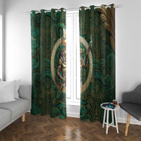 Sobek Crocodile Warrior Window Curtain with Ankh Ancient Egyptian Motif in Emerald