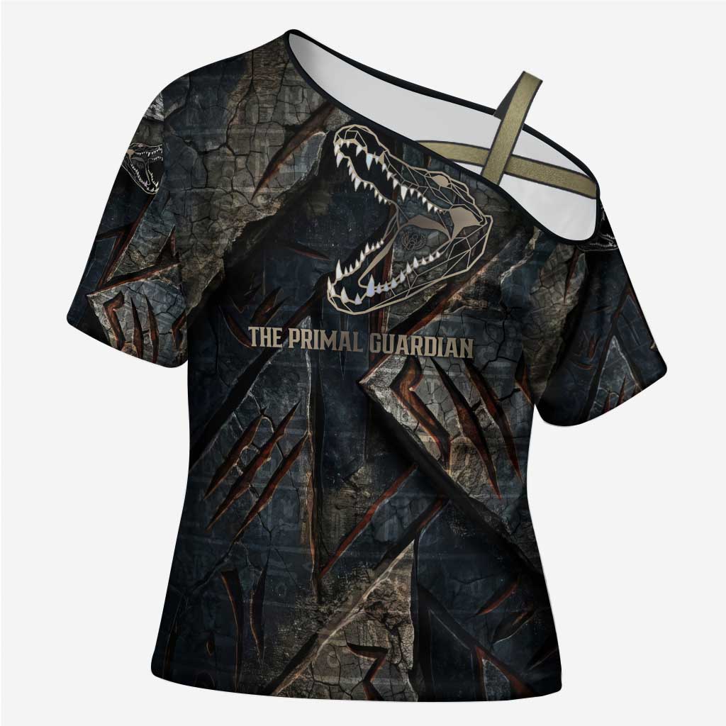 Sobek Egypt Cross Shoulder Shirt with Crocodile Head Water Symbolism Ancient Guardian