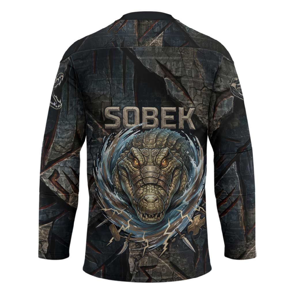 Sobek Egypt Hockey Jersey with Crocodile Head Water Symbolism Ancient Guardian