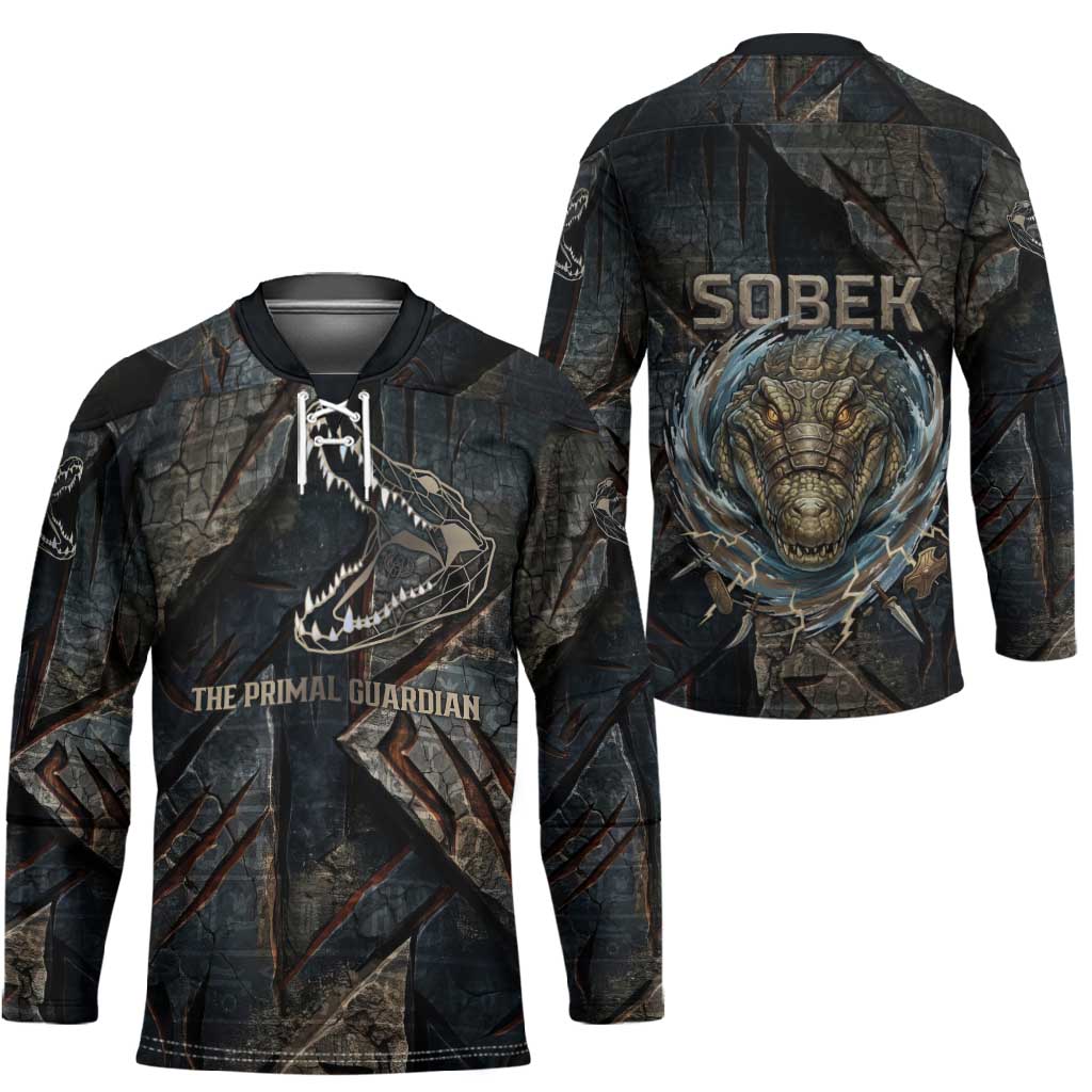 Sobek Egypt Hockey Jersey with Crocodile Head Water Symbolism Ancient Guardian