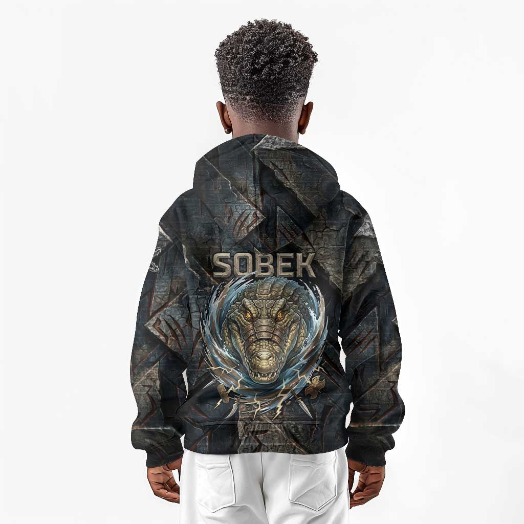 Sobek Egypt Kid Hoodie with Crocodile Head Water Symbolism Ancient Guardian