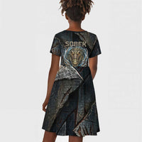 Sobek Egypt Kid Short Sleeve Dress with Crocodile Head Water Symbolism Ancient Guardian