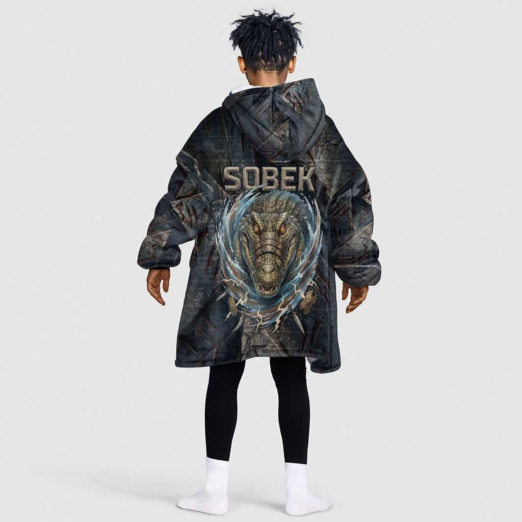 Sobek Egypt Kid Wearable Blanket Hoodie with Crocodile Head Water Symbolism Ancient Guardian