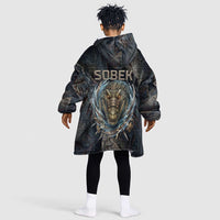 Sobek Egypt Kid Wearable Blanket Hoodie with Crocodile Head Water Symbolism Ancient Guardian