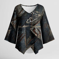 Sobek Egypt Kimono Sleeve Blouse with Crocodile Head Water Symbolism Ancient Guardian