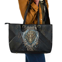Sobek Egypt Leather Tote Bag with Crocodile Head Water Symbolism Ancient Guardian