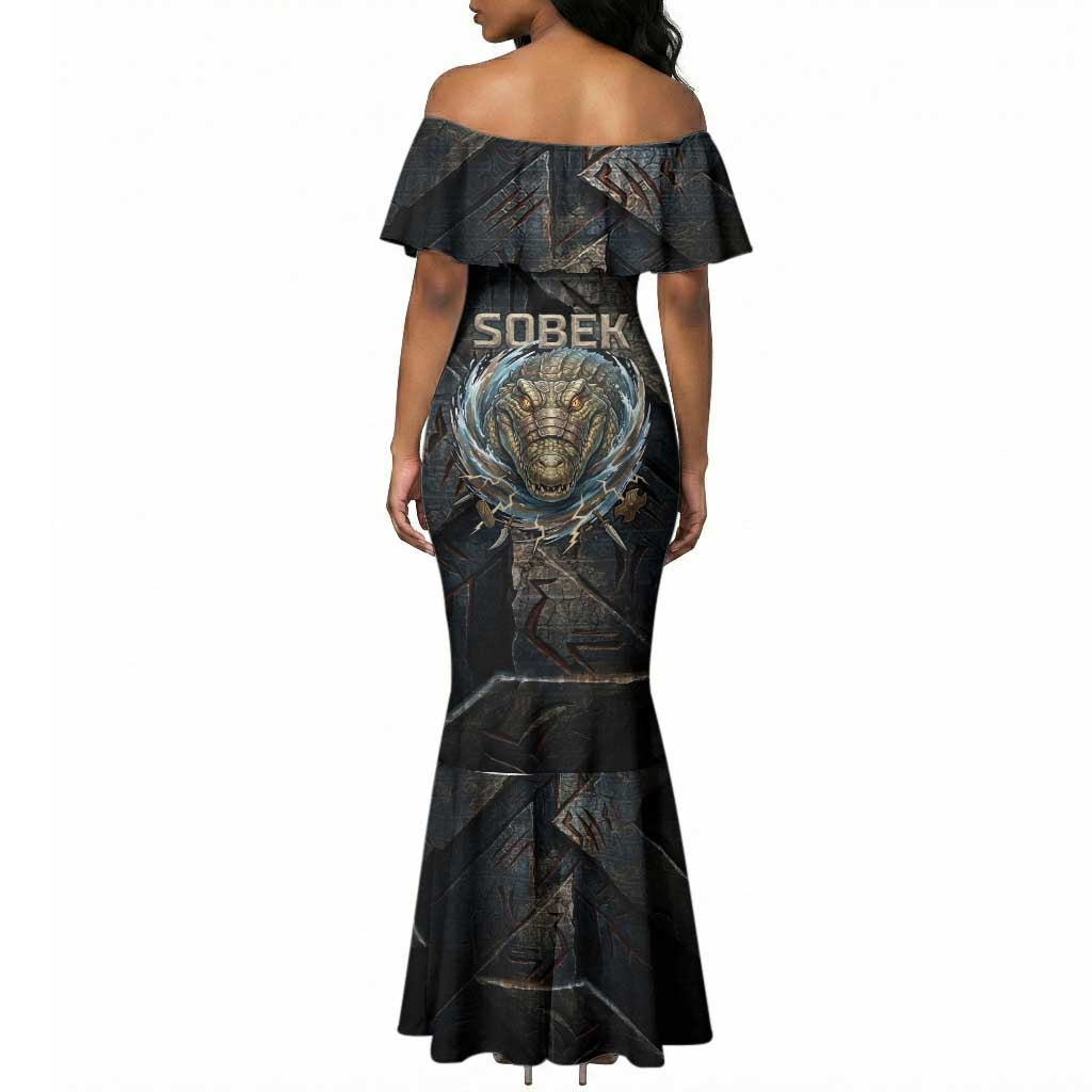 Sobek Egypt Mermaid Dress with Crocodile Head Water Symbolism Ancient Guardian