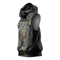 Sobek Egypt Sleeveless Hoodie with Crocodile Head Water Symbolism Ancient Guardian