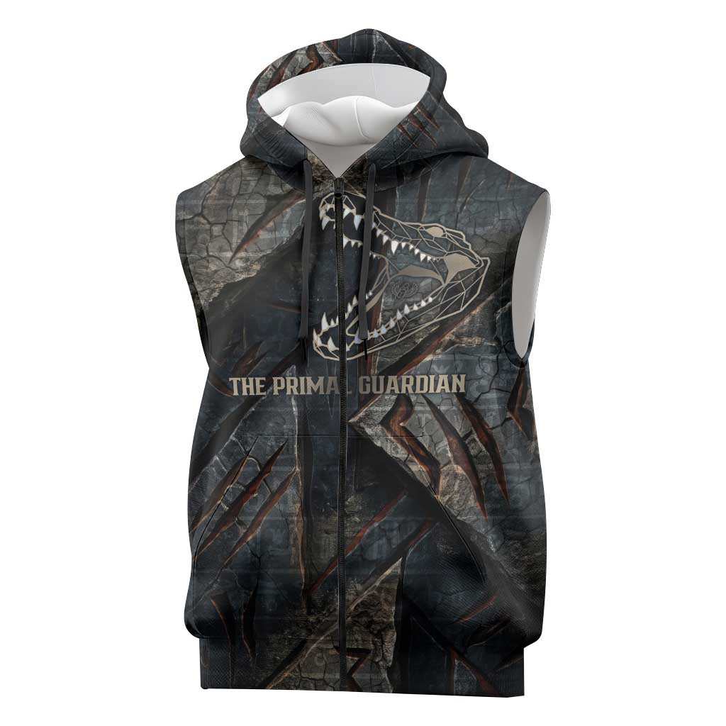 Sobek Egypt Sleeveless Zip Hoodie with Crocodile Head Water Symbolism Ancient Guardian
