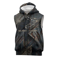 Sobek Egypt Sleeveless Zip Hoodie with Crocodile Head Water Symbolism Ancient Guardian