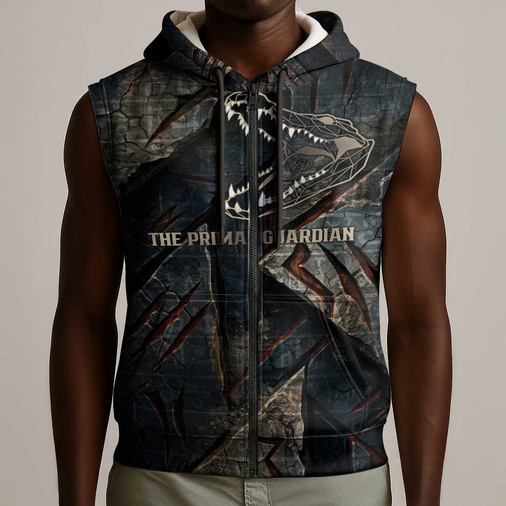 Sobek Egypt Sleeveless Zip Hoodie with Crocodile Head Water Symbolism Ancient Guardian