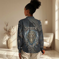 Sobek Egypt Women Casual Shirt with Crocodile Head Water Symbolism Ancient Guardian