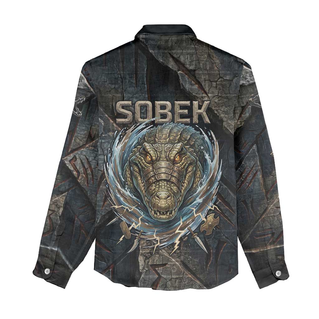 Sobek Egypt Women Casual Shirt with Crocodile Head Water Symbolism Ancient Guardian