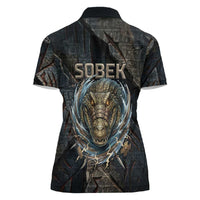 Sobek Egypt Women Polo Shirt with Crocodile Head Water Symbolism Ancient Guardian