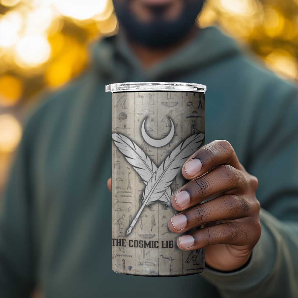 Thoth 4 in 1 Can Cooler Tumbler Ibis Head and Ancient Scroll Egyptian Wisdom