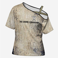 Thoth Cross Shoulder Shirt Ibis Head and Ancient Scroll Egyptian Wisdom