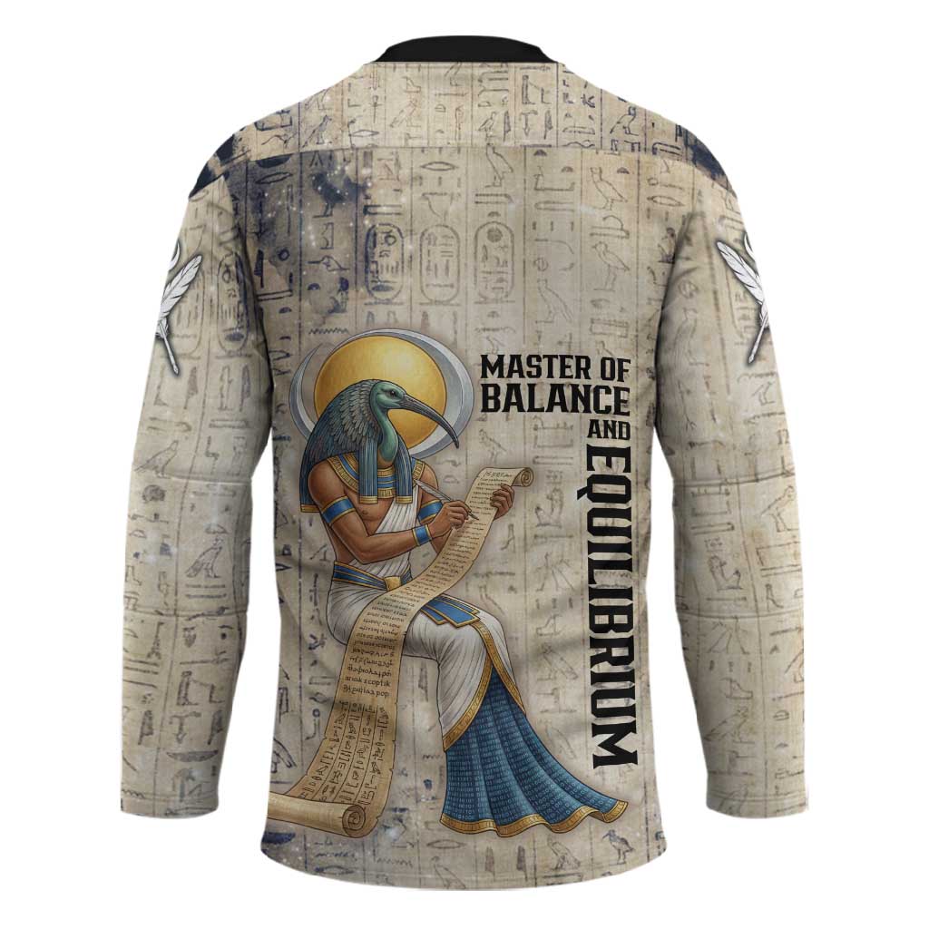 Thoth Hockey Jersey Ibis Head and Ancient Scroll Egyptian Wisdom
