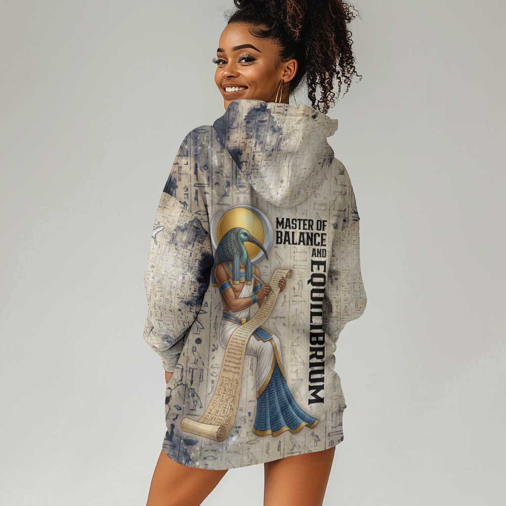 Thoth Hoodie Dress Ibis Head and Ancient Scroll Egyptian Wisdom