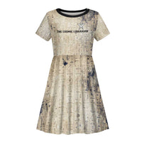 Thoth Kid Short Sleeve Dress Ibis Head and Ancient Scroll Egyptian Wisdom