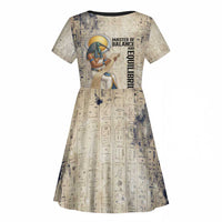 Thoth Kid Short Sleeve Dress Ibis Head and Ancient Scroll Egyptian Wisdom
