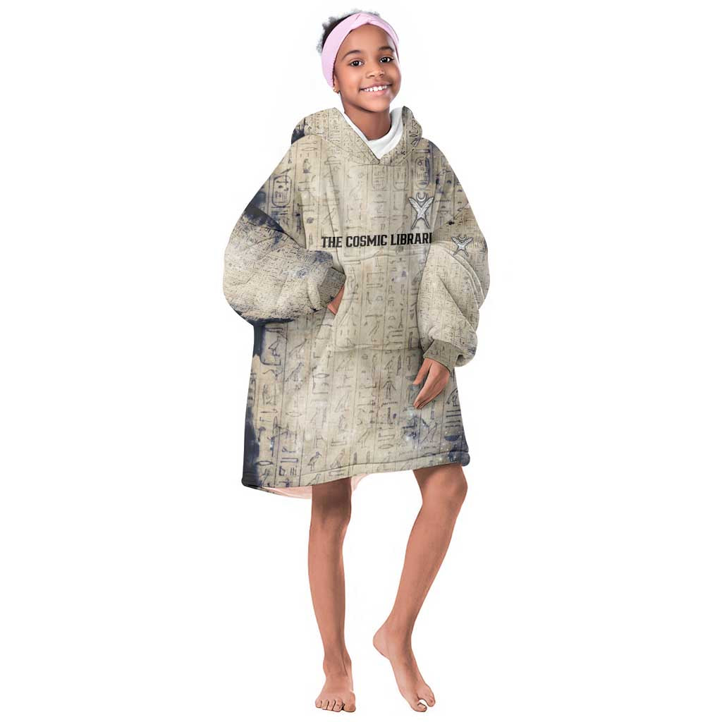 Thoth Kid Wearable Blanket Hoodie Ibis Head and Ancient Scroll Egyptian Wisdom