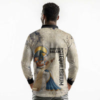 Thoth Long Sleeve Polo Shirt Ibis Head and Ancient Scroll Egyptian Wisdom