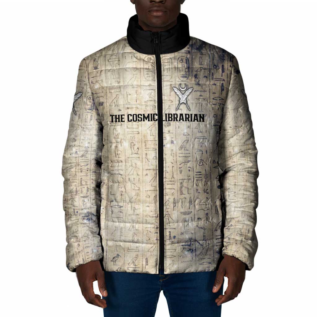 Thoth Padded Jacket Ibis Head and Ancient Scroll Egyptian Wisdom