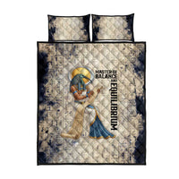 Thoth Quilt Bed Set Ibis Head and Ancient Scroll Egyptian Wisdom