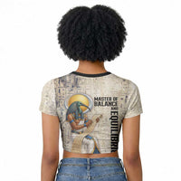 Thoth Raglan Cropped T shirt Ibis Head and Ancient Scroll Egyptian Wisdom
