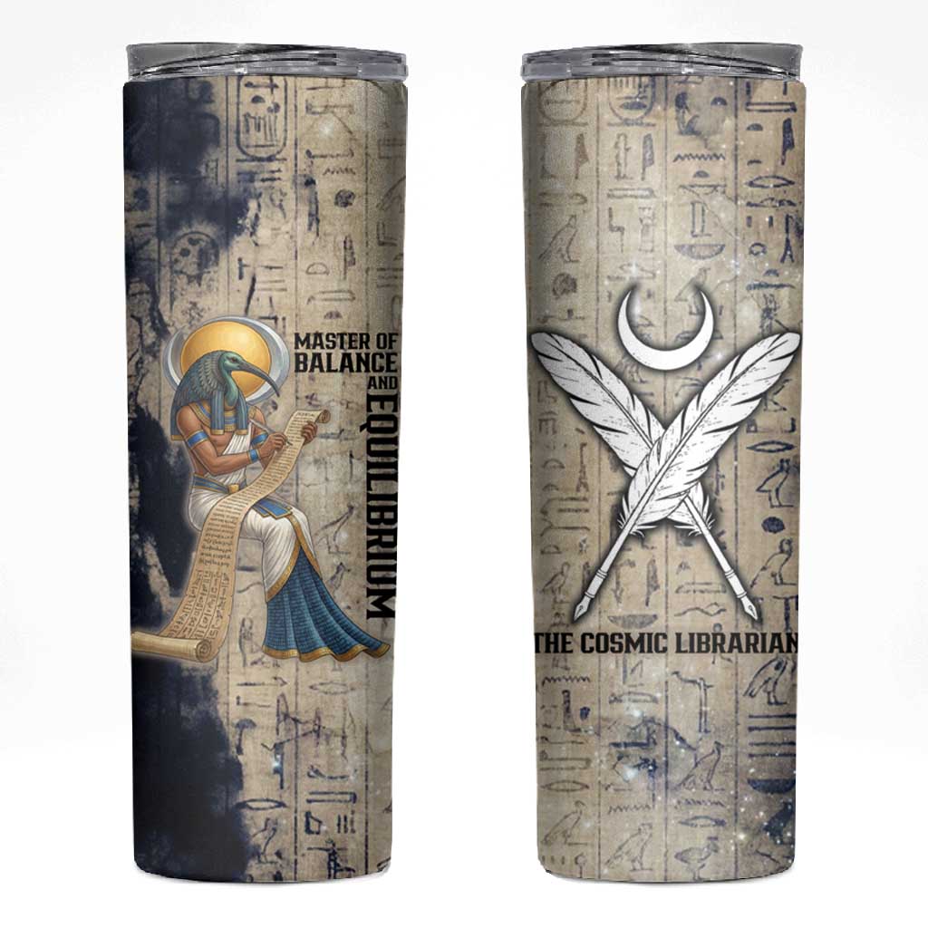 Thoth Skinny Tumbler Ibis Head and Ancient Scroll Egyptian Wisdom