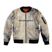 Thoth Sleeve Zip Bomber Jacket Ibis Head and Ancient Scroll Egyptian Wisdom