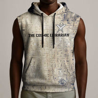 Thoth Sleeveless Hoodie Ibis Head and Ancient Scroll Egyptian Wisdom