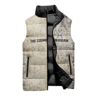 Thoth Sleeveless Puffer Jacket Ibis Head and Ancient Scroll Egyptian Wisdom