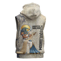 Thoth Sleeveless Zip Hoodie Ibis Head and Ancient Scroll Egyptian Wisdom