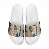 Thoth Slide Sandals Ibis Head and Ancient Scroll Egyptian Wisdom