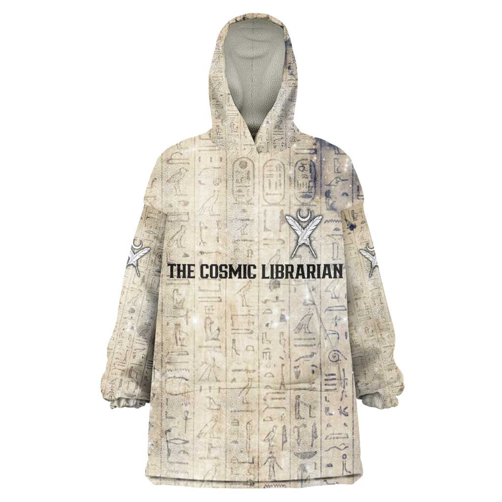 Thoth Wearable Blanket Hoodie Ibis Head and Ancient Scroll Egyptian Wisdom