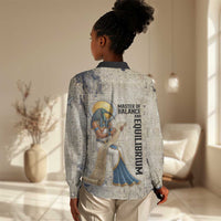 Thoth Women Casual Shirt Ibis Head and Ancient Scroll Egyptian Wisdom