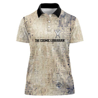 Thoth Women Polo Shirt Ibis Head and Ancient Scroll Egyptian Wisdom