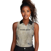 Thoth Women Sleeveless Polo Shirt Ibis Head and Ancient Scroll Egyptian Wisdom
