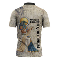 Thoth Zipper Polo Shirt Ibis Head and Ancient Scroll Egyptian Wisdom