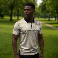 Thoth Zipper Polo Shirt Ibis Head and Ancient Scroll Egyptian Wisdom