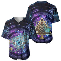 Thoth Ancient Egyptian Cosmic Baseball Jersey with Sacred Eye and Baboon Symbol Theme