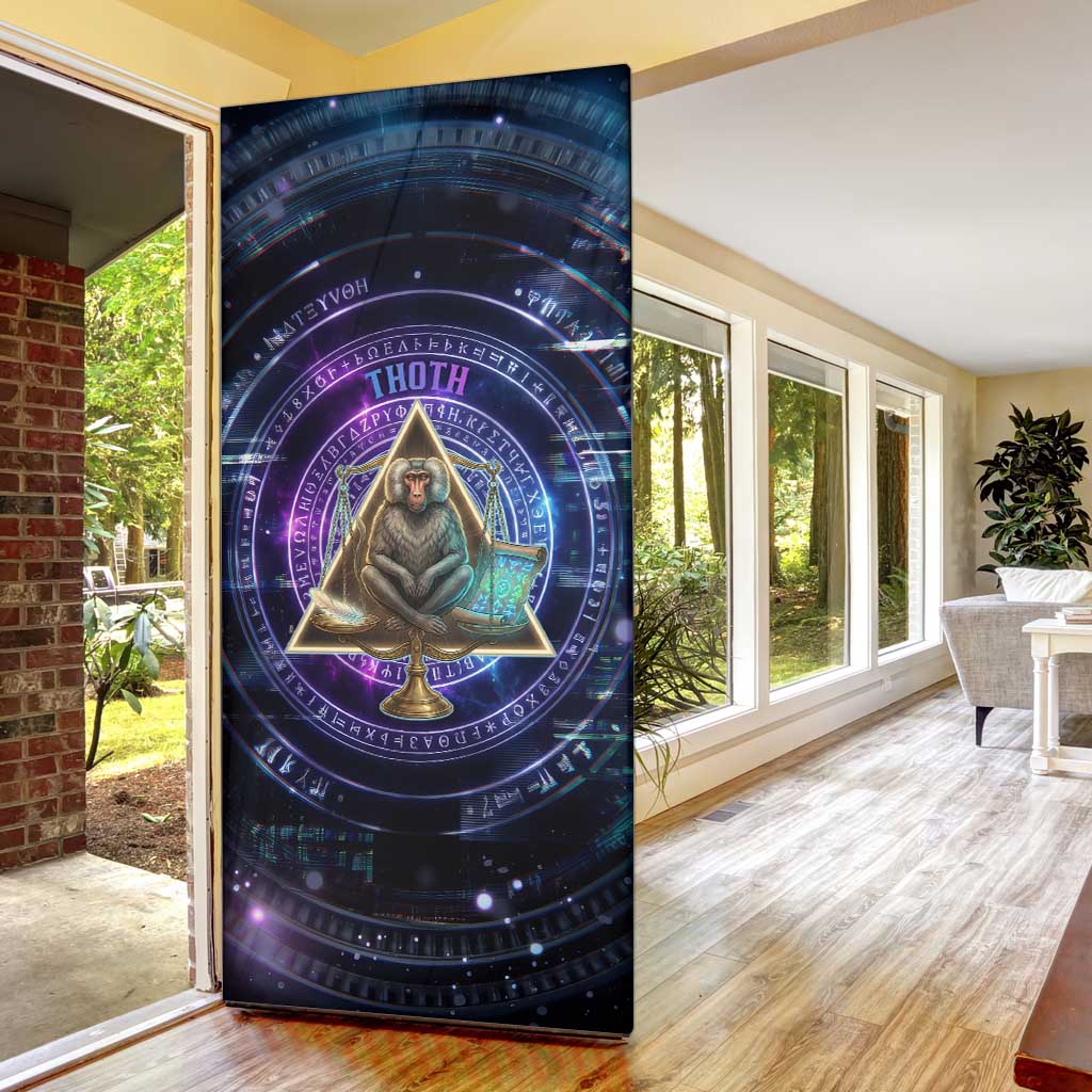Thoth Ancient Egyptian Cosmic Door Cover with Sacred Eye and Baboon Symbol Theme